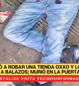 VIDEO. Llegó a robar una tienda Oxxo y lo recibieron a balazos; murió en la puerta