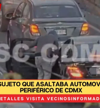 Detienen a sujeto que asaltaba automovilistas en el Periférico de CDMX
