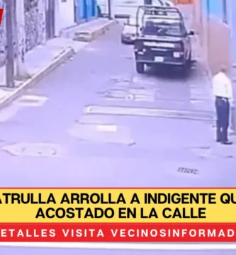 VIDEO: Patrulla arrolla a indigente que estaba acostado en la calle