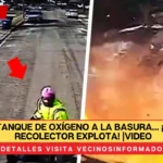 Tiran tanque de oxígeno a la basura… ¡camión recolector explota! |VIDEO