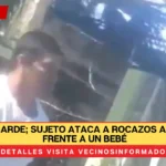 VIDEO: Cobarde; sujeto ataca a rocazos a una mujer frente a un bebé