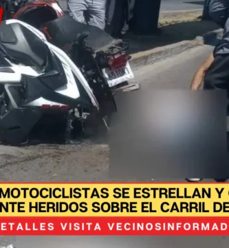 VIDEO URGENTE: Iban en motos y ambos quedan muy graves en carril del Mexibús