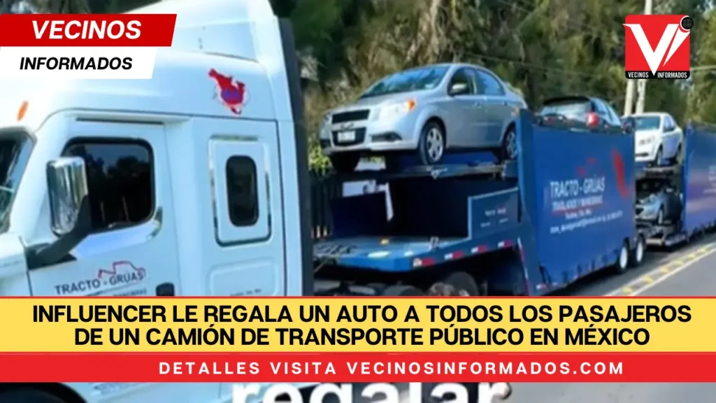 Influencer le regala un auto a todos los pasajeros de un camión de transporte público en México