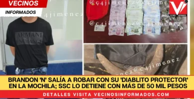 Brandon 'N' salía a robar con su 'diablito protector' en la mochila; SSC lo detiene con más de 50 mil pesos