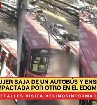 Video: Mujer baja de un autobús y enseguida es impactada por otro en el Edomex