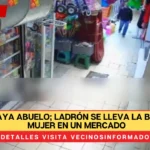 VIDEO: Vaya abuelo; ladrón se lleva la bici de una mujer en un mercado