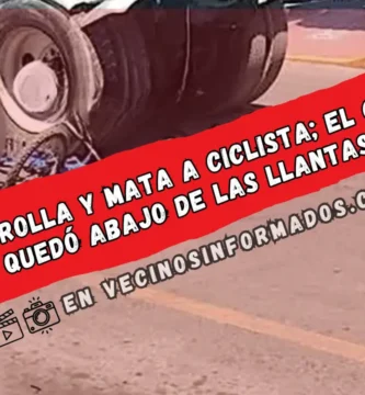Pipa de agua mata a un ciclista; el cuerpo quedó abajo de las llantas