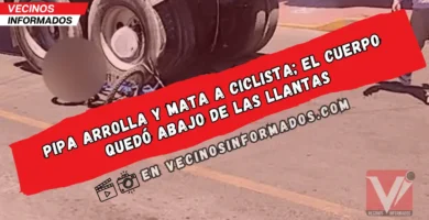 Pipa de agua mata a un ciclista; el cuerpo quedó abajo de las llantas