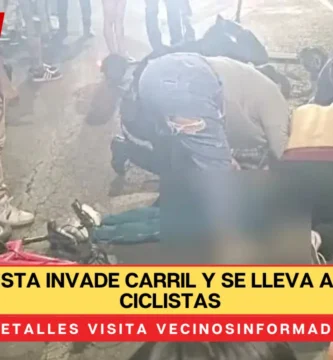 Motociclista invade carril y se lleva a pareja de ciclistas