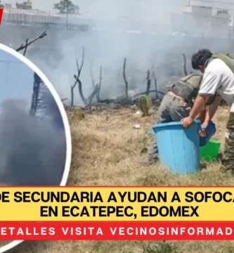 Alumnos de secundaria ayudan a sofocar incendio en Ecatepec, Edomex