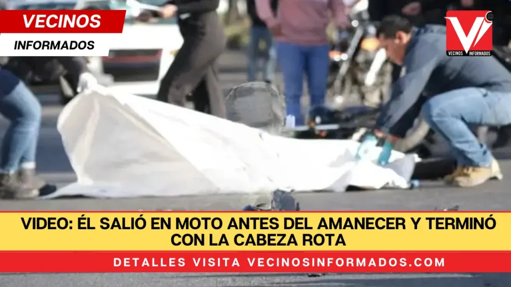 VIDEO: Él salió en moto antes del amanecer y terminó con la cabeza rota