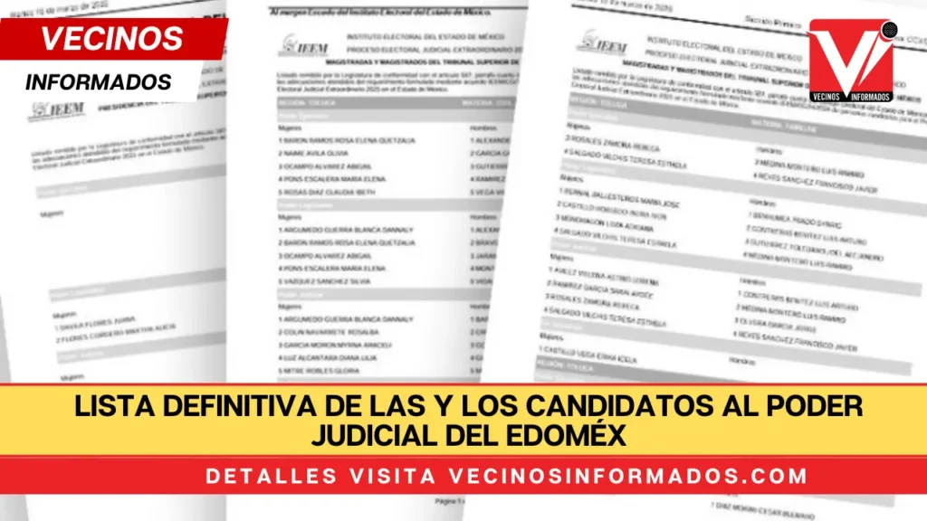 Lista definitiva de las y los candidatos al Poder Judicial del Edoméx