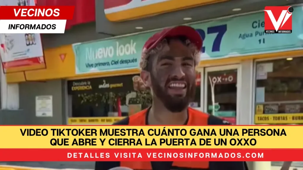 VIDEO Tiktoker muestra cuánto gana una persona que abre y cierra la puerta de un OXXO