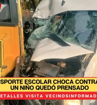 VIDEO: Transporte escolar choca contra un camión; un niño quedó prensado