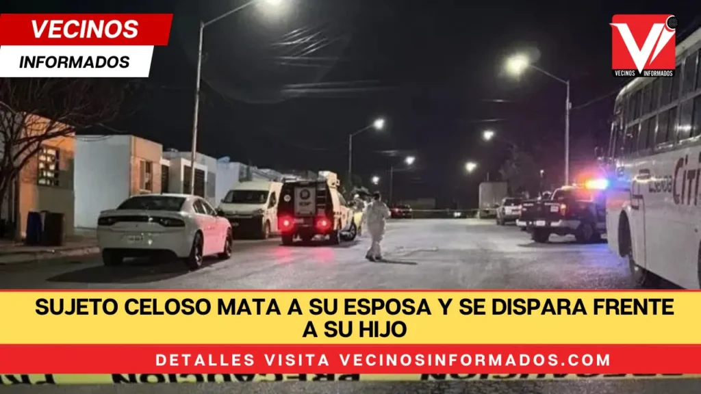 Sujeto celoso mata a su esposa y se dispara frente a su hijo