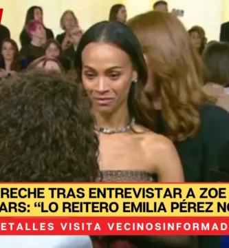 Javier Ibarreche tras entrevistar a Zoe Saldaña en los Oscars: “Lo reitero Emilia Pérez no merece ningún premio”