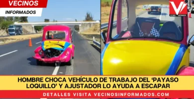 Hombre choca vehículo de trabajo del ‘Payaso Loquillo’ y ajustador lo ayuda a escapar