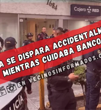 Policía se dispara accidentalmente mientras cuidaba banco
