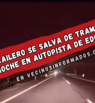 VIDEO: Trailero se salva de trampas por la noche en autopista de Edomex