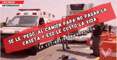 Motociclista muere al ser aplastado por camión en Circuito Exterior Mexiquense