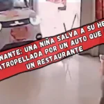 Impresionante: una niña salva a su hermana de ser atropellada por un auto que entró a un restaurante