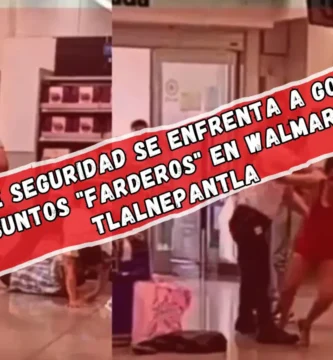 Guardia de seguridad se enfrenta a golpes con presuntos "farderos" en Walmart de Tlalnepantla
